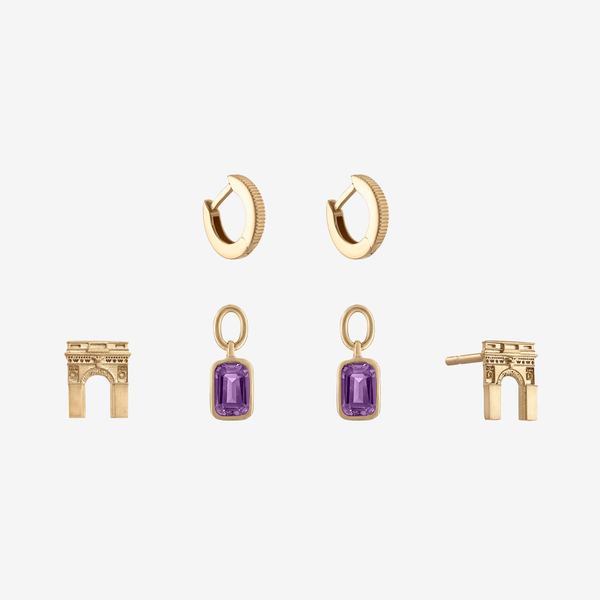 NYU Florentine Stud Earring Bundle Gold Hoops 