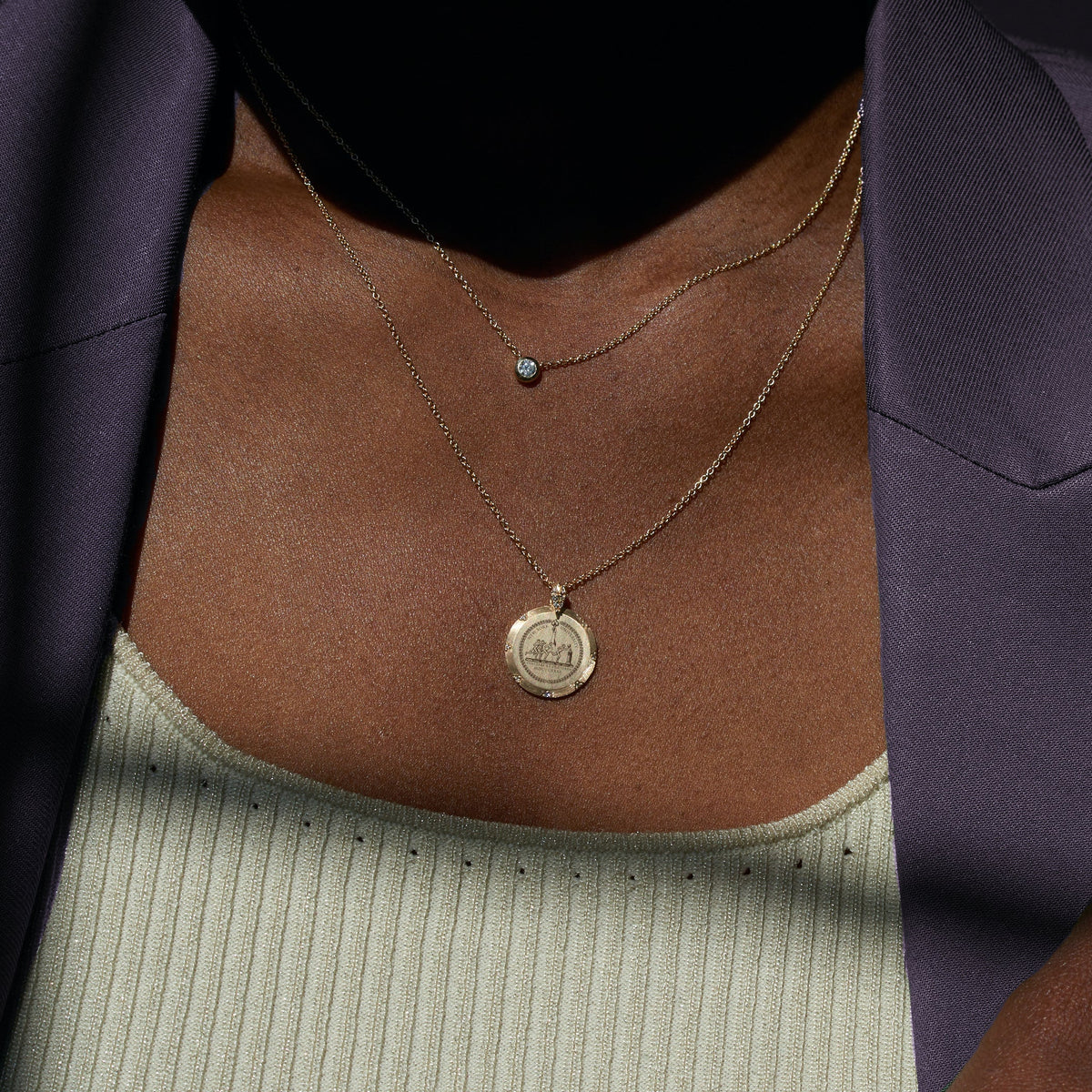 NYU 7-Point Diamond Pendant