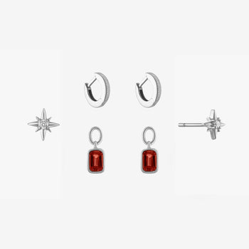 Garnet North Star Florentine Earring Bundle
