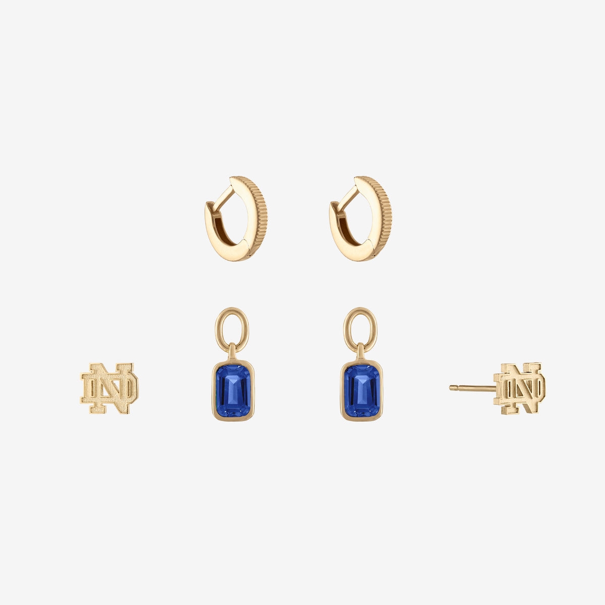 Notre Dame Sapphire Logo Florentine Earring Bundle