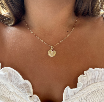 Ohio State Sunburst Necklace Bundle shown on figure in gold