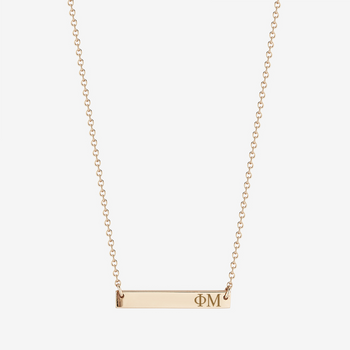 Phi Mu Horizontal Bar Necklace in Cavan Gold and 14K Gold