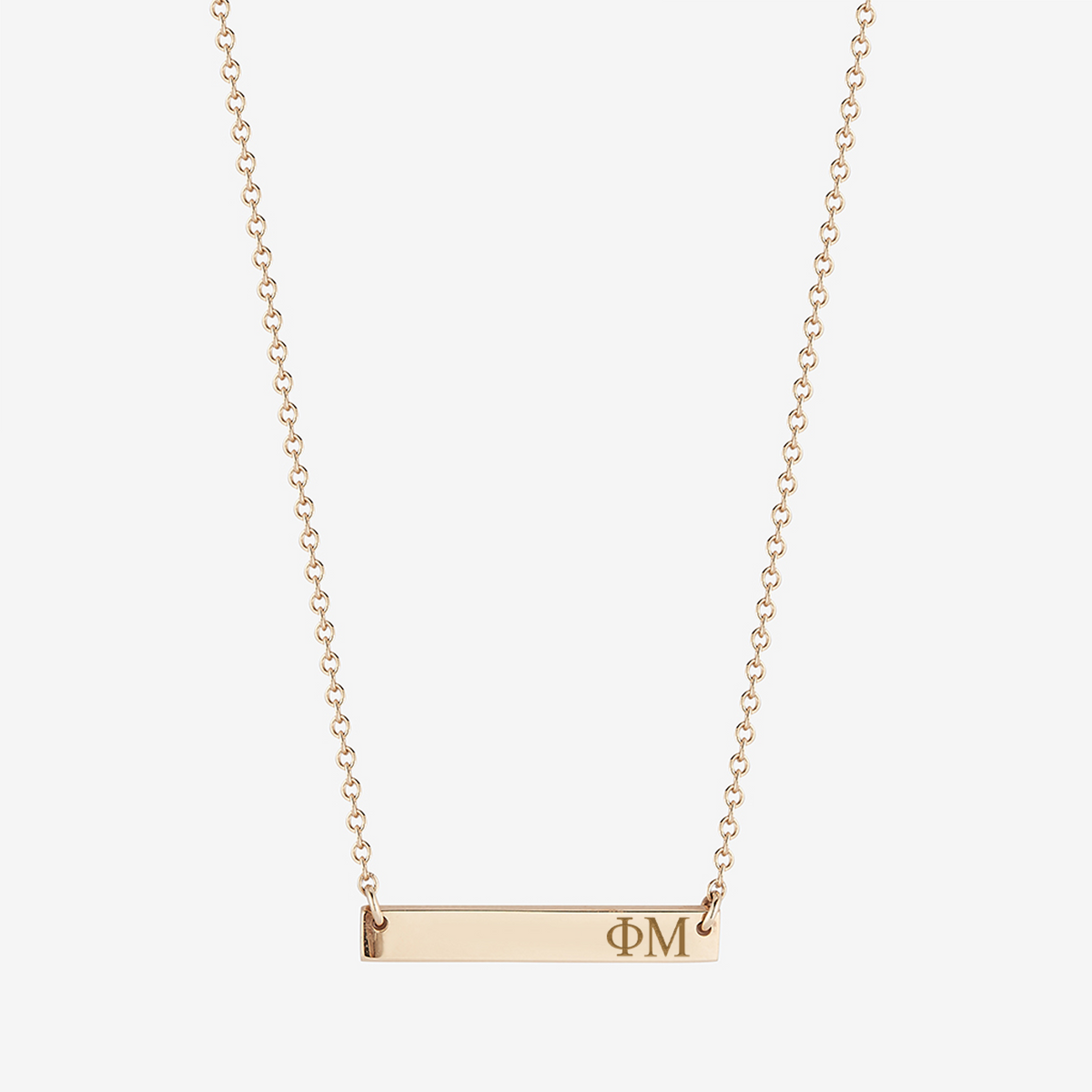 Phi Mu Horizontal Bar Necklace in Cavan Gold and 14K Gold