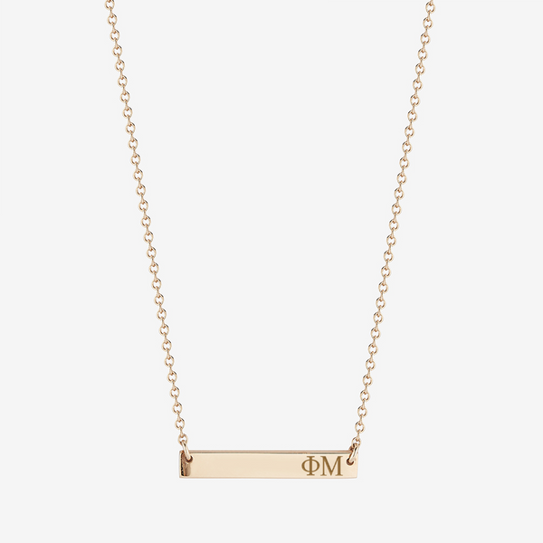 Phi Mu Horizontal Bar Necklace in Cavan Gold and 14K Gold
