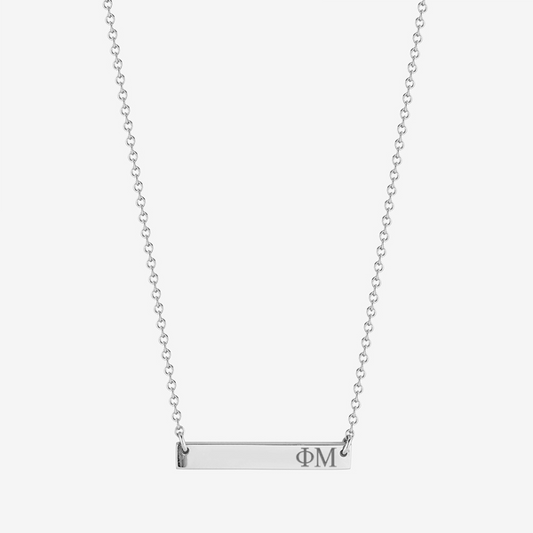Phi Mu Horizontal Bar Necklace in Sterling Silver