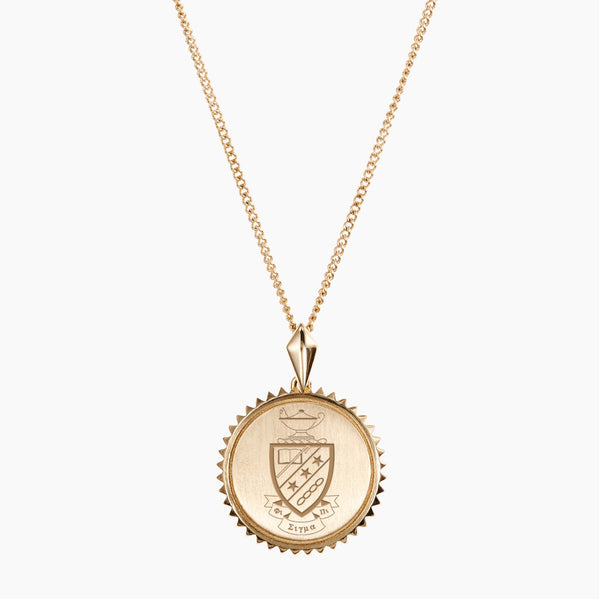 Gold Phi Sigma Pi Sunburst Crest Necklace