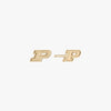 Purdue P Stud Earring Pair Gold 