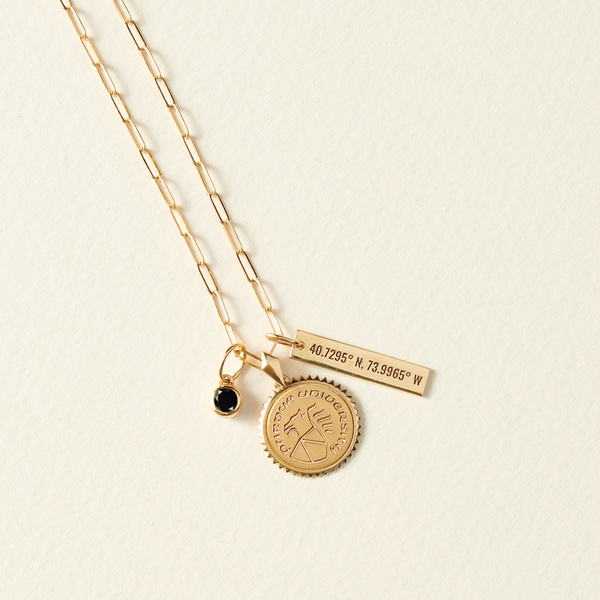 Purdue Sunburst Bundle shown in gold with Coordinates Bar and Link Chain laydown