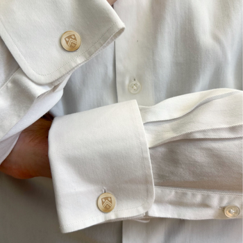 Rice Organic Cufflinks shown on figure in gold