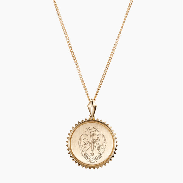 Gold Sigma Delta Tau Sunburst Crest Necklace