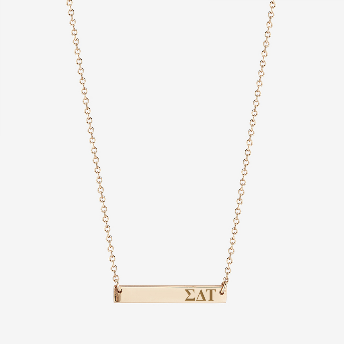 Sigma Delta Tau Horizontal Bar Necklace in Cavan Gold and 14K Gold