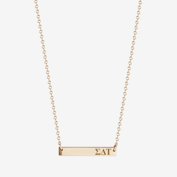 Sigma Delta Tau Horizontal Bar Necklace in Cavan Gold and 14K Gold