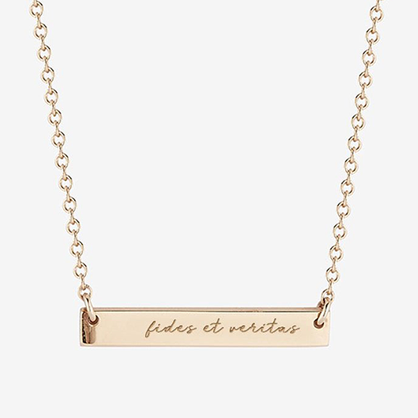 St. Lawrence Fides et Veritas Horizontal Bar Necklace