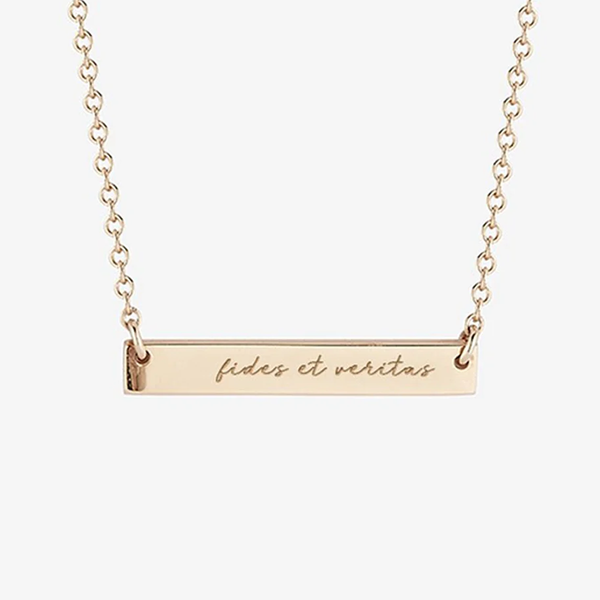 St. Lawrence Fides et Veritas Horizontal Bar Necklace
