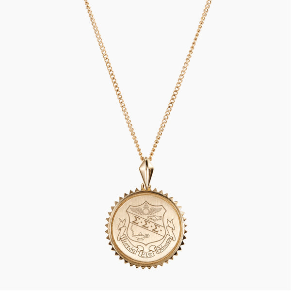 Gold Sigma Sigma Sigma Sunburst Crest Necklace