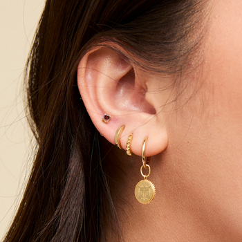 USC Sunburst Earring Charm shown on figure in gold