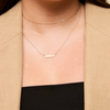 Syracuse Cuse Horizontal Bar Necklace shown on figure in gold with Link Chain Choker