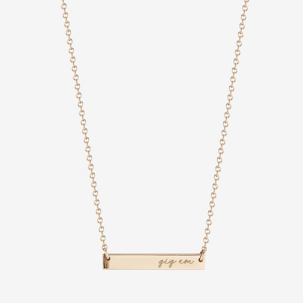 Gig Em Horizontal Bar Necklace