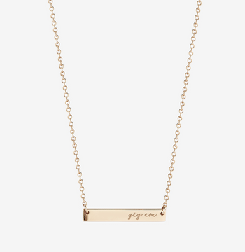 Gig Em Horizontal Bar Necklace