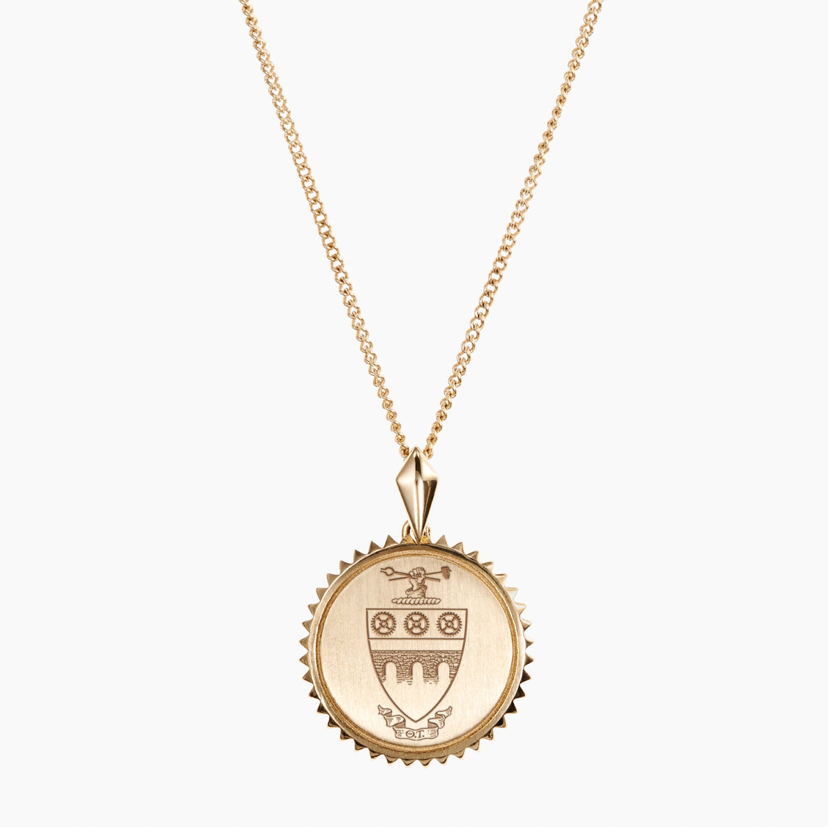 Gold Theta Tau Sunburst Crest Necklace