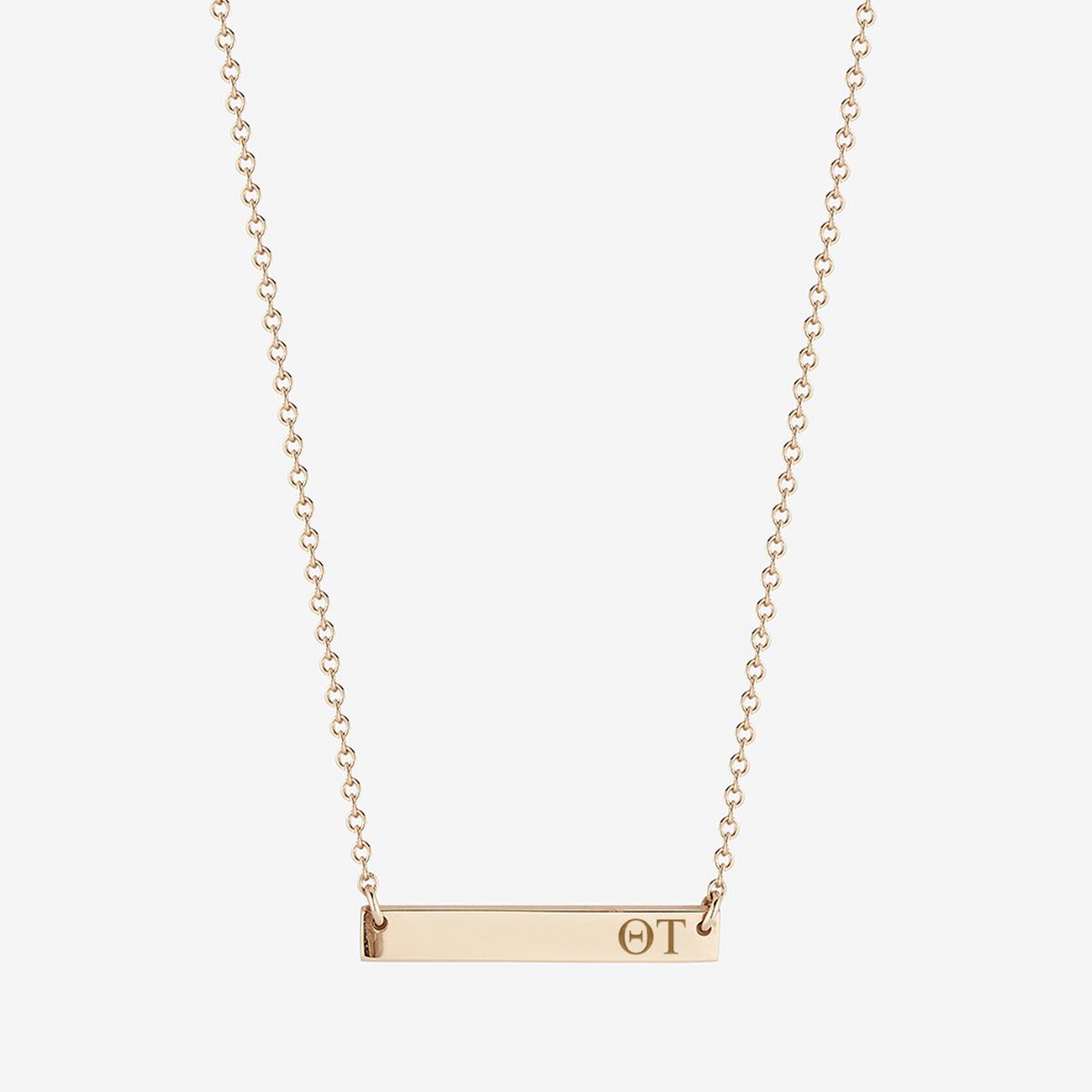 Theta Tau Horizontal Bar Necklace in Cavan Gold and 14K Gold