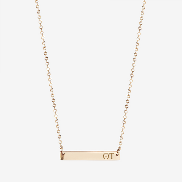 Theta Tau Horizontal Bar Necklace in Cavan Gold and 14K Gold