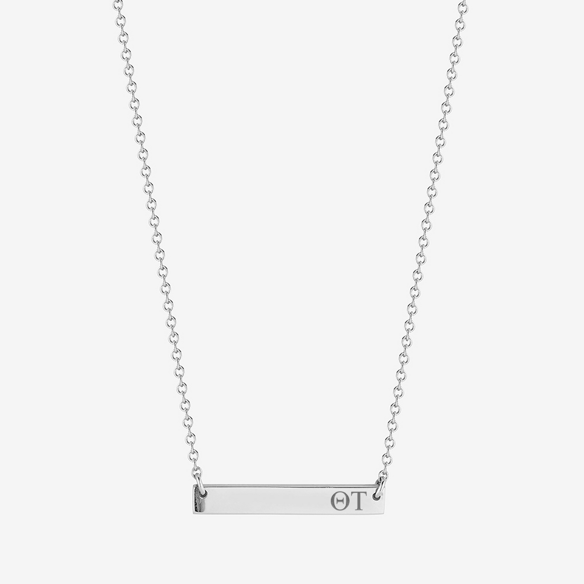 Theta Tau Horizontal Bar Necklace in Sterling Silver