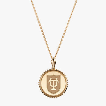Gold Tulane Sunburst TU Shield Necklace