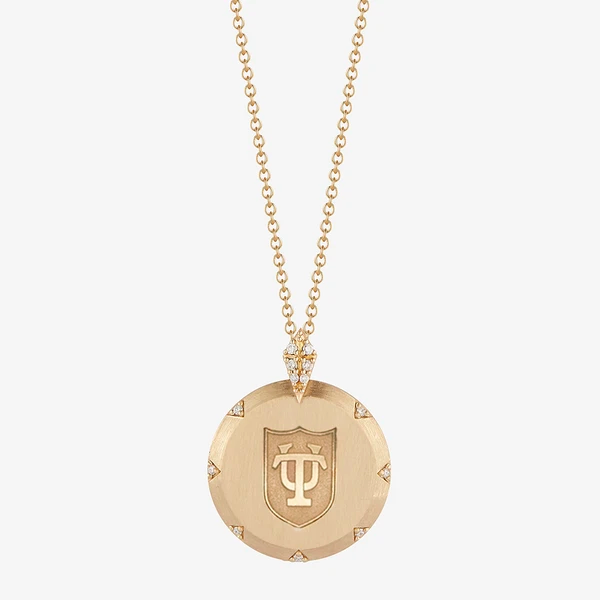 TULANE DIAMOND CREST GOLD NECKLACE 7 POINT