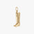 Gold cowboy boot charm on a white background