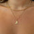 Texas A&M Reveille Charm shown on figure in gold on Cable Chain with Neck Collar in gold