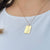 THON "For the Kids" Rectangle Pendant shown on figure in gold on Cable Chain
