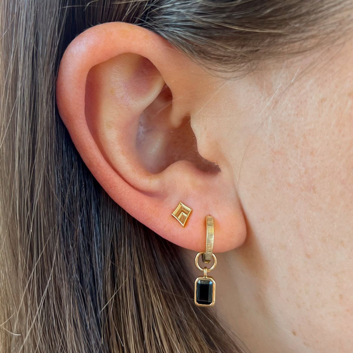 Kappa Alpha Theta Kite Florentine Earring Bundle shown on figure in gold