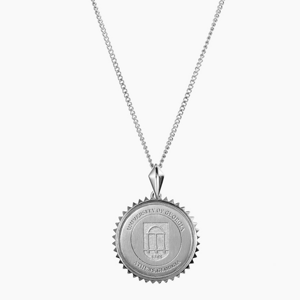 UGA Sunburst Crest Necklace Silver