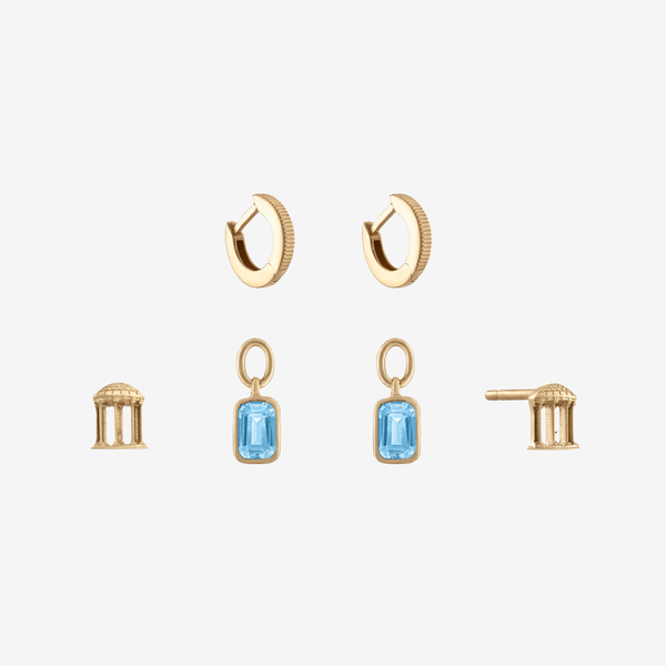 UNC Stud Florentine Bundle Earring Hoops Gold