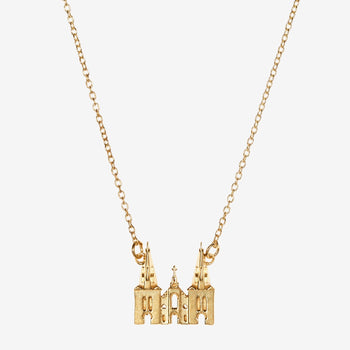 Gold Villanova Church Architecture Necklace