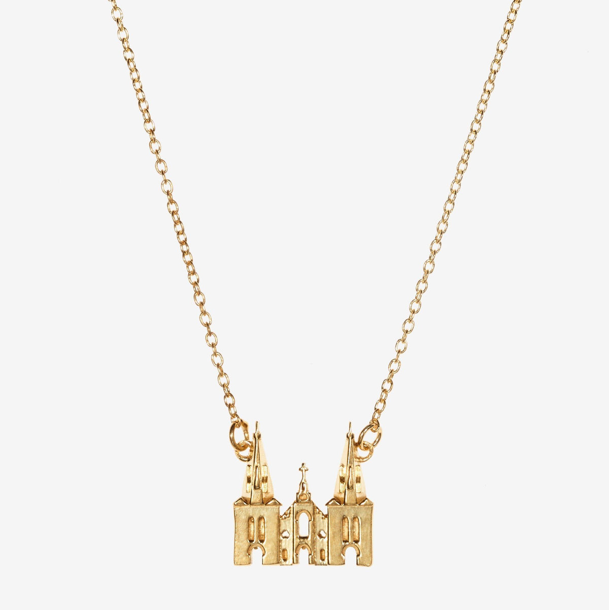 Gold Villanova Church Architecture Necklace