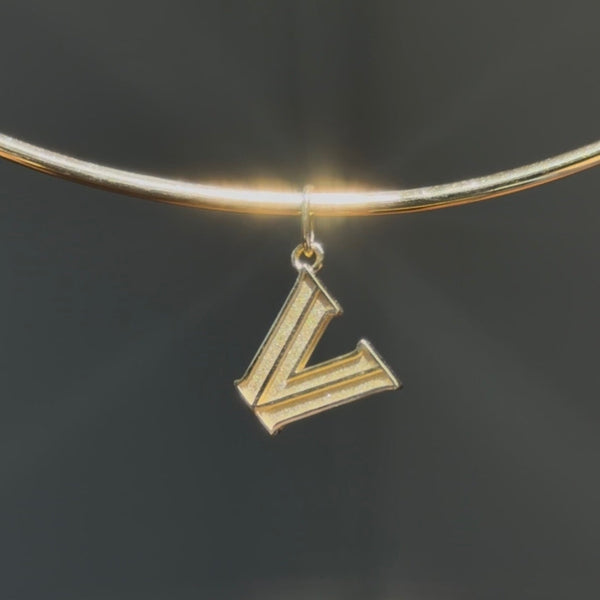 Villanova Logo Charm shown on Neck Collar in gold