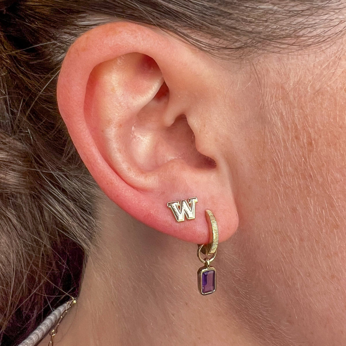 Washington W Stud Earring