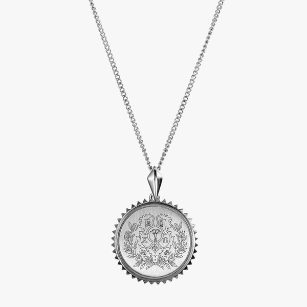 Sterling Silver Chi Omega Sunburst Crest Necklace