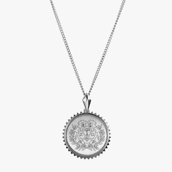 Sterling Silver Chi Omega Sunburst Crest Necklace