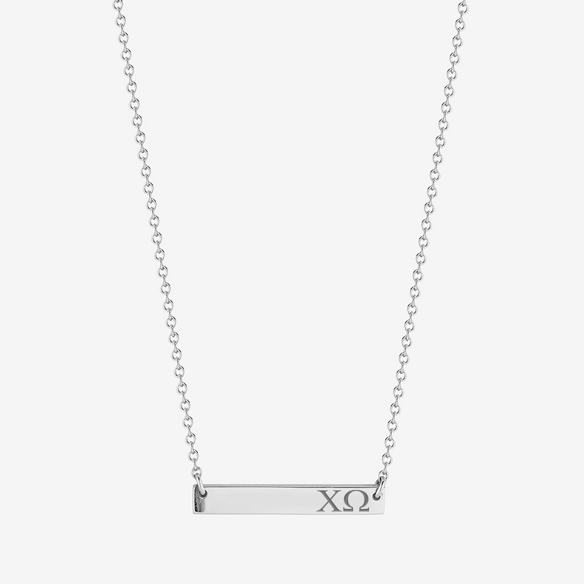 Chi Omega Horizontal Bar Necklace in Sterling Silver