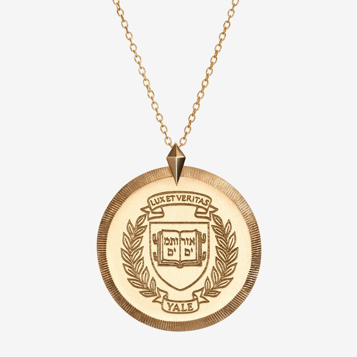 Gold Yale Florentine Crest Necklace Large