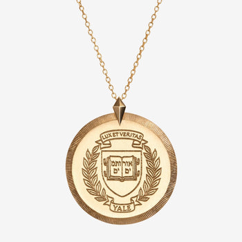Gold Yale Florentine Crest Necklace Large
