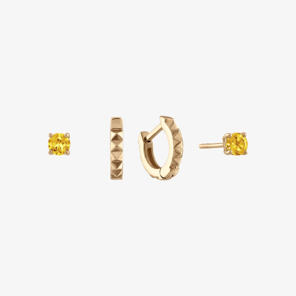 Yellow Citrine Stud Earring Bundle