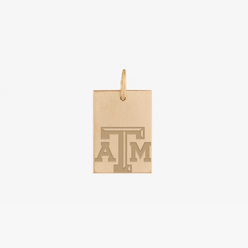Texas A&M Rectangle Necklace Pendant Gold