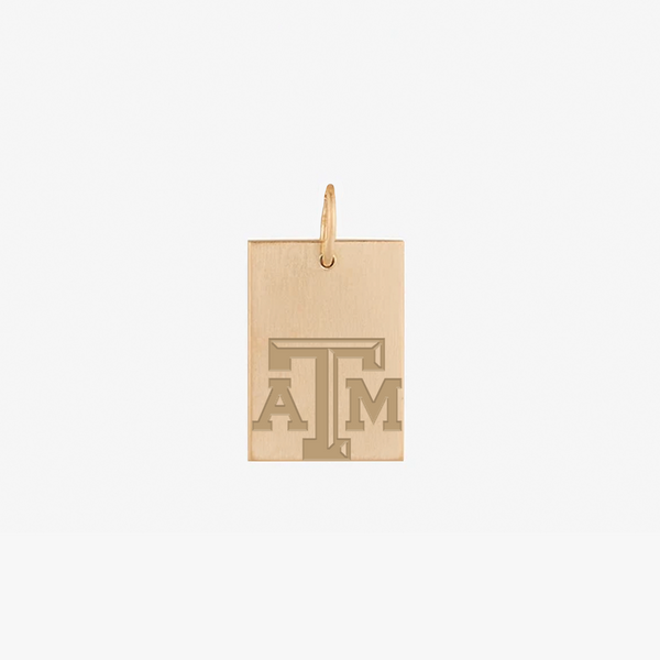 Texas A&M Rectangle Necklace Pendant Gold