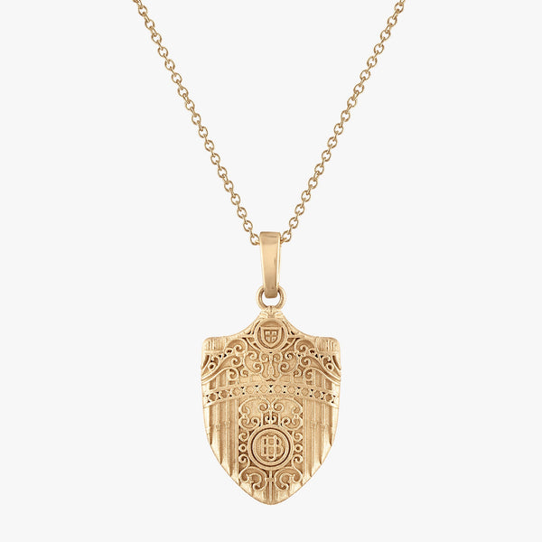 Brown Van Wickle Gates Shield Necklace in 14K Gold