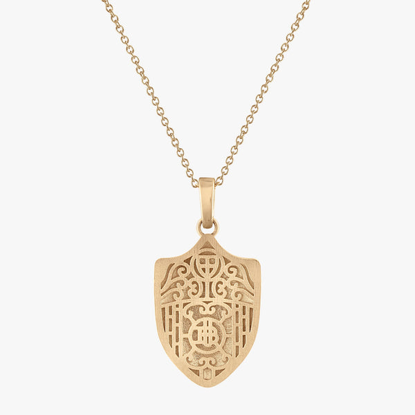 Brown Van Wickle Gates Shield Necklace in 14K Gold