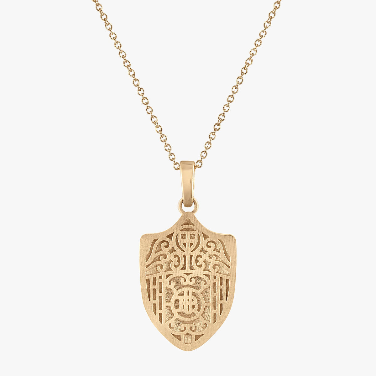 Brown Van Wickle Gates Shield Necklace in 14K Gold